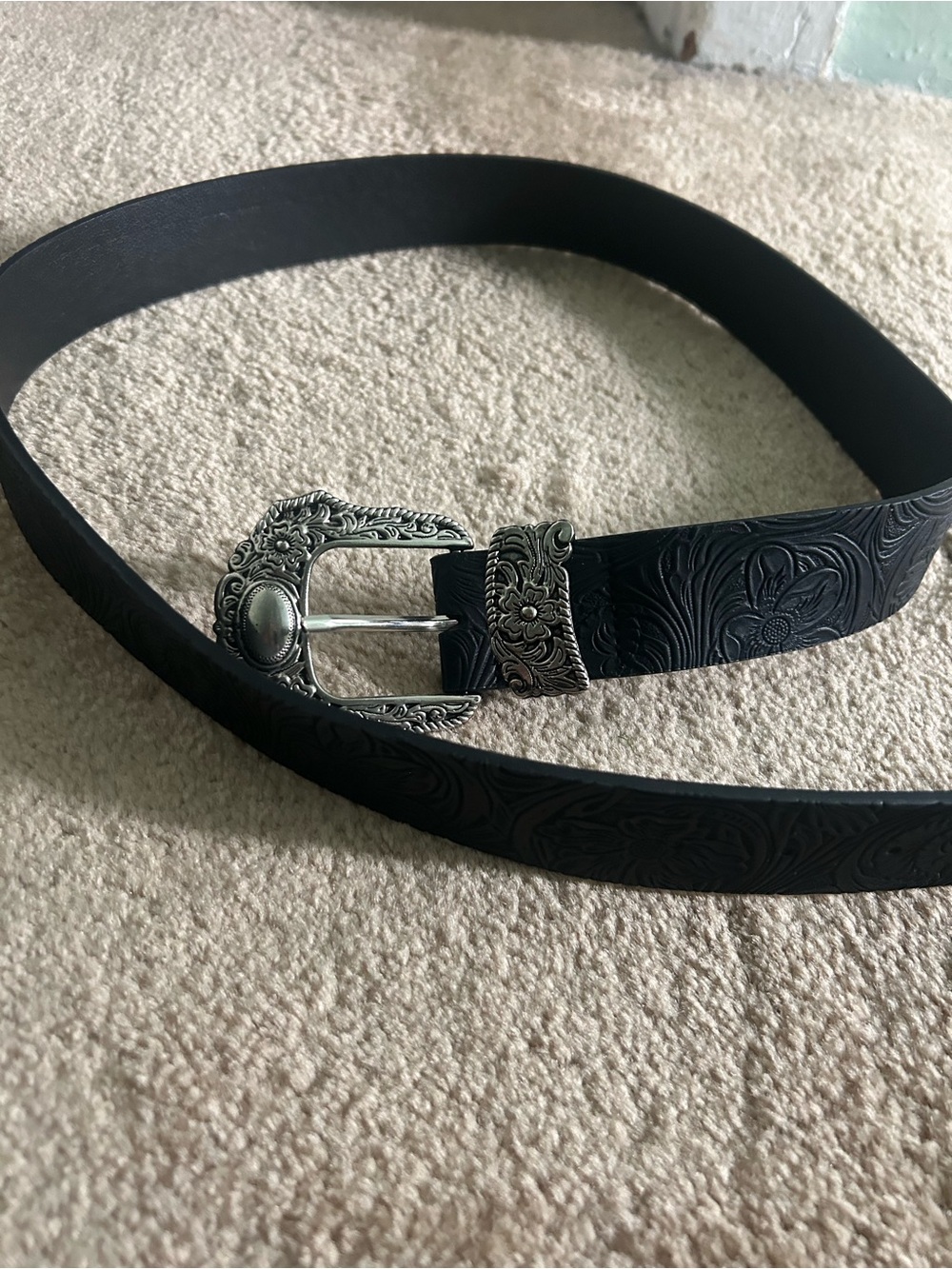 Vintage Black Western Style Belt With Designs